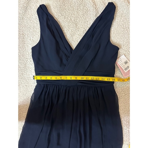 NWT Dessy Collection Blue Pleated V-Neck Gown - Picture 15 of 16